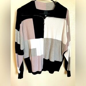 Aaeda Color Block Zip Sweater